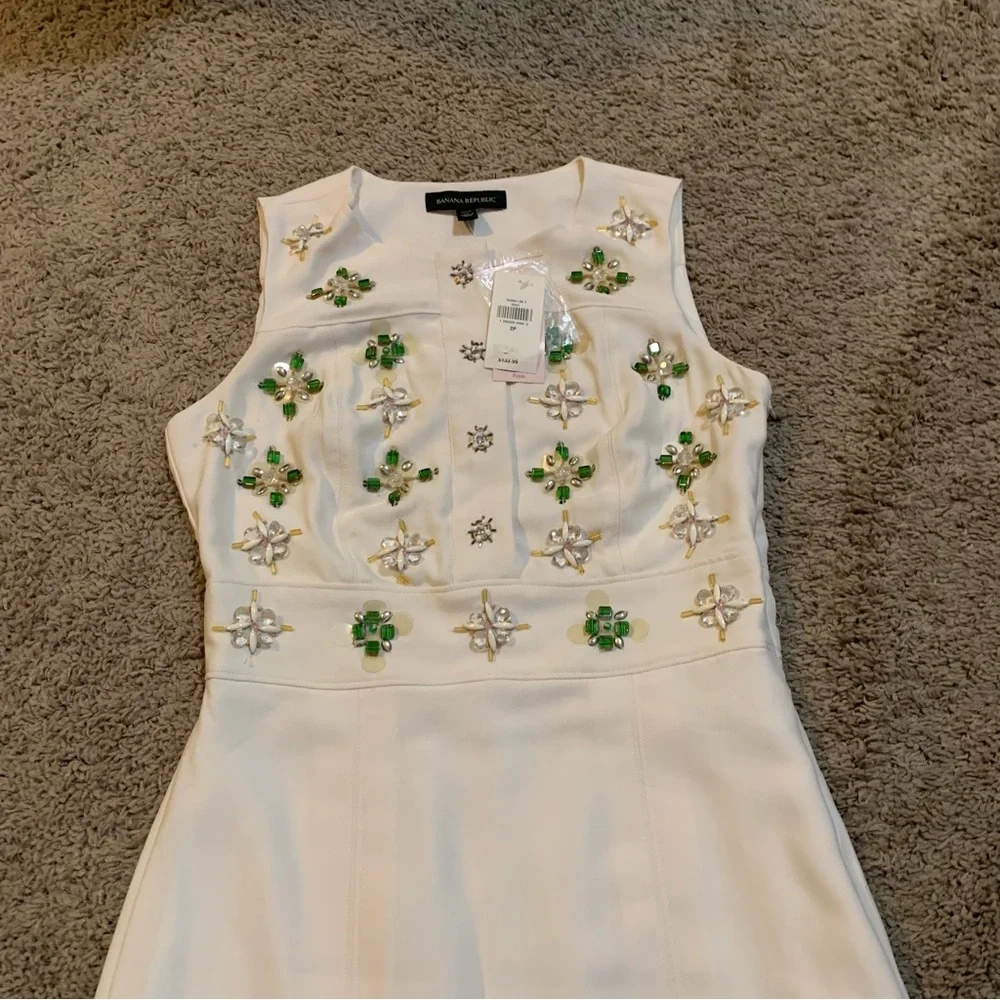 NWD Banana Republic Embellished Fit & Flare Mid Dress 2 Petite READ DESCRIPTION - Picture 5 of 13